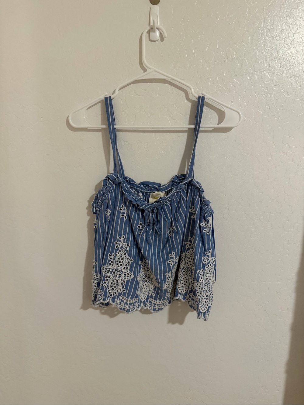 Anthropologie Blue Striped Eyelet Camisole